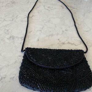 Vintage satin beaded evening/cocktail bag